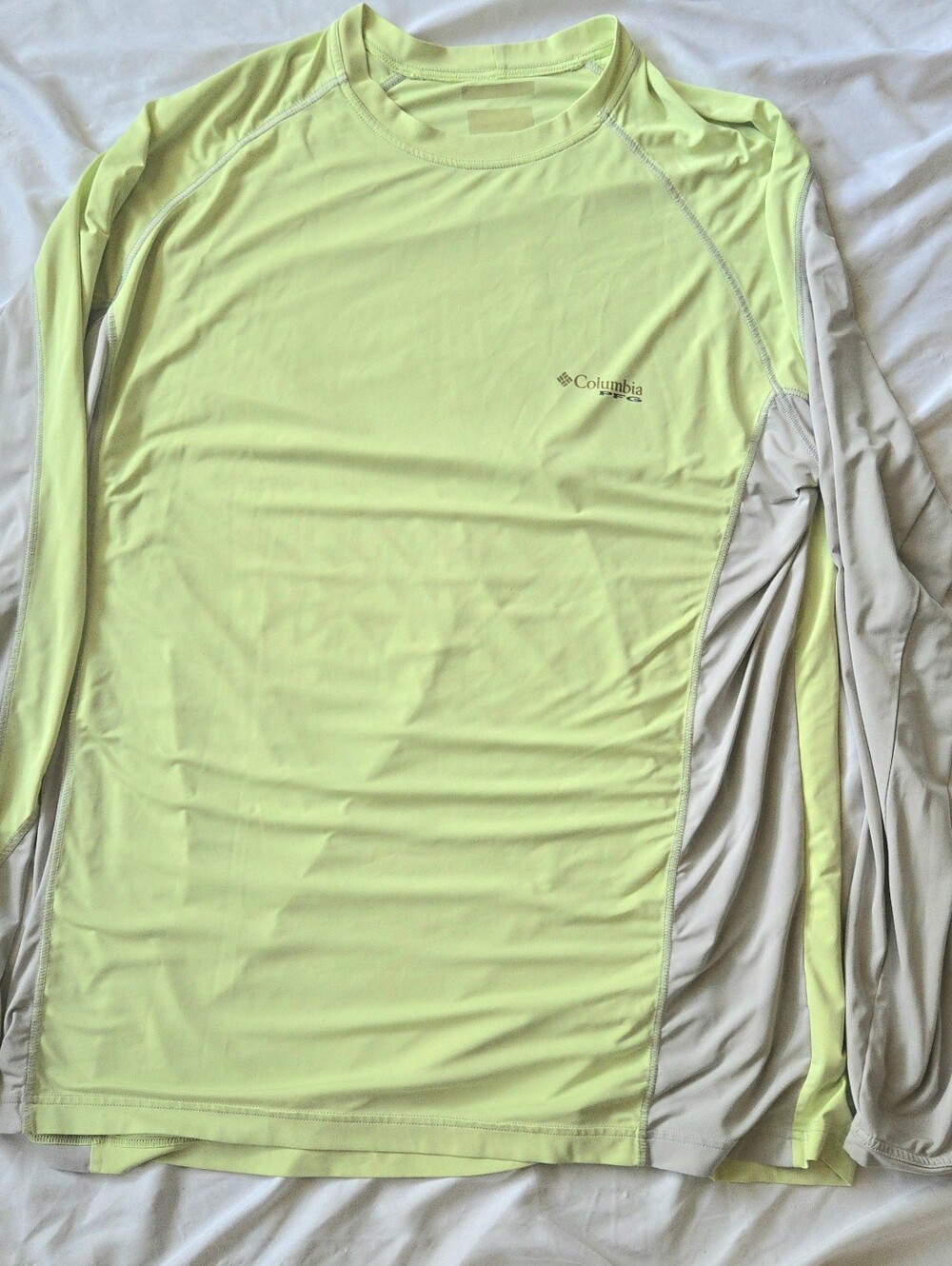 Columbia Men’s Long Sleeve Performance Fishing Shirt Yellow & Light Gray PFG XXL